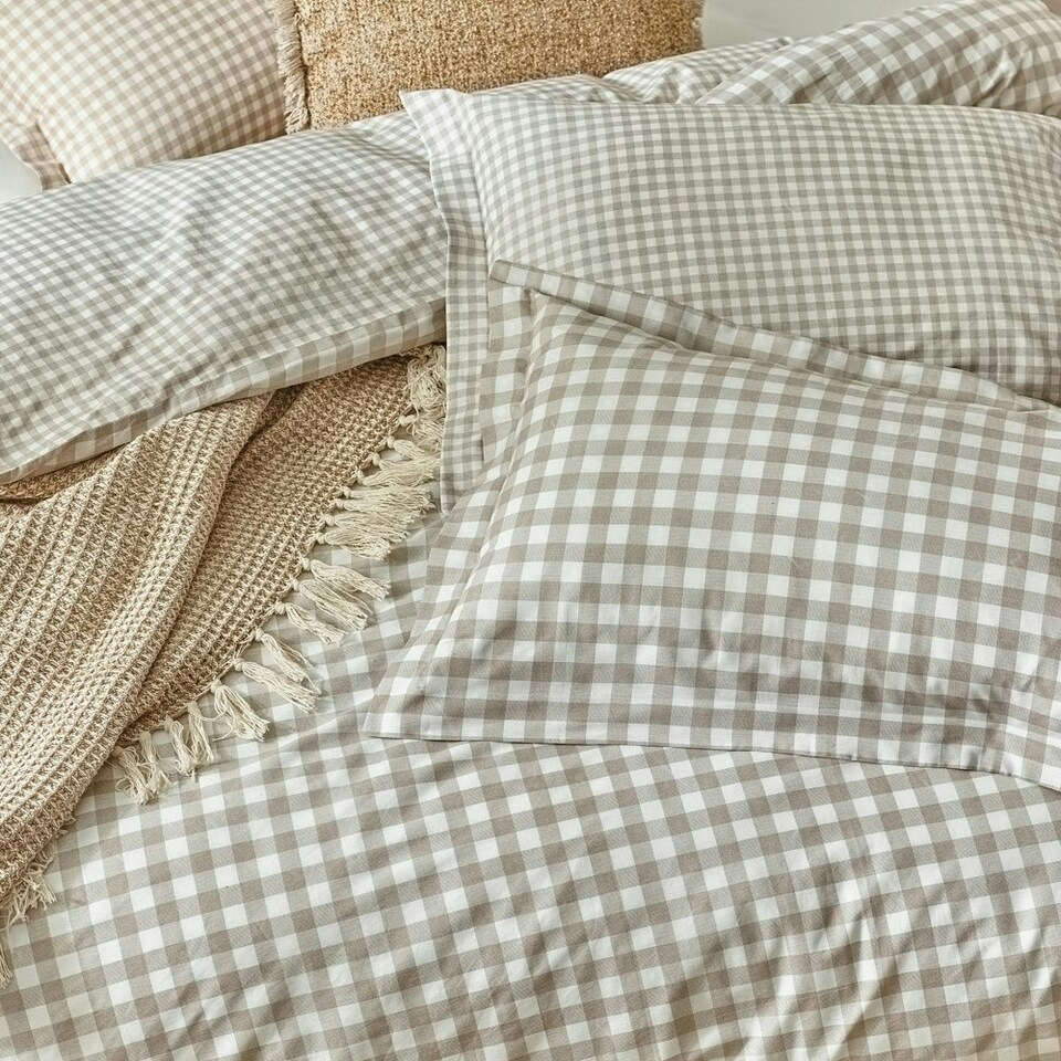 image 1 of Yard Barton Gingham Check Super King Duvet Cover Set