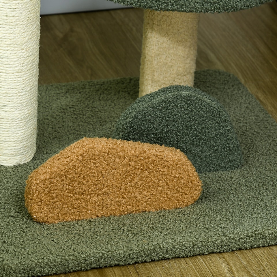 image 1 of PawHut Small Cat Tree with Scratching Posts 2 Beds Toy Ball Indoor, Multi
