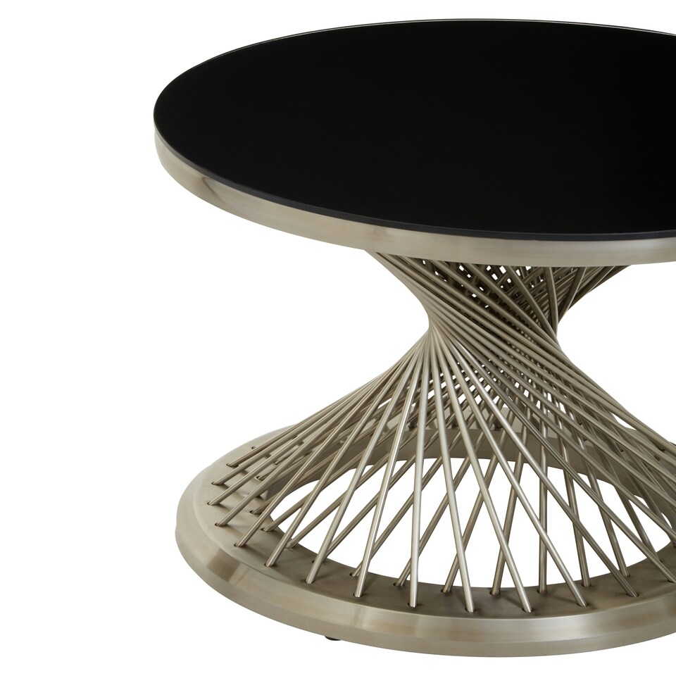 image 1 of Interiors by Premier Hourglass Side Table with Silver Base Black