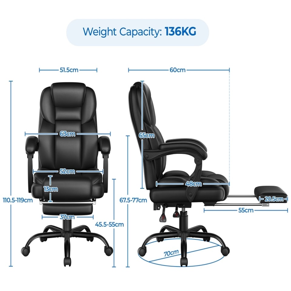 image 1 of Yaheetech Height-Adjustable Computer Chair Black