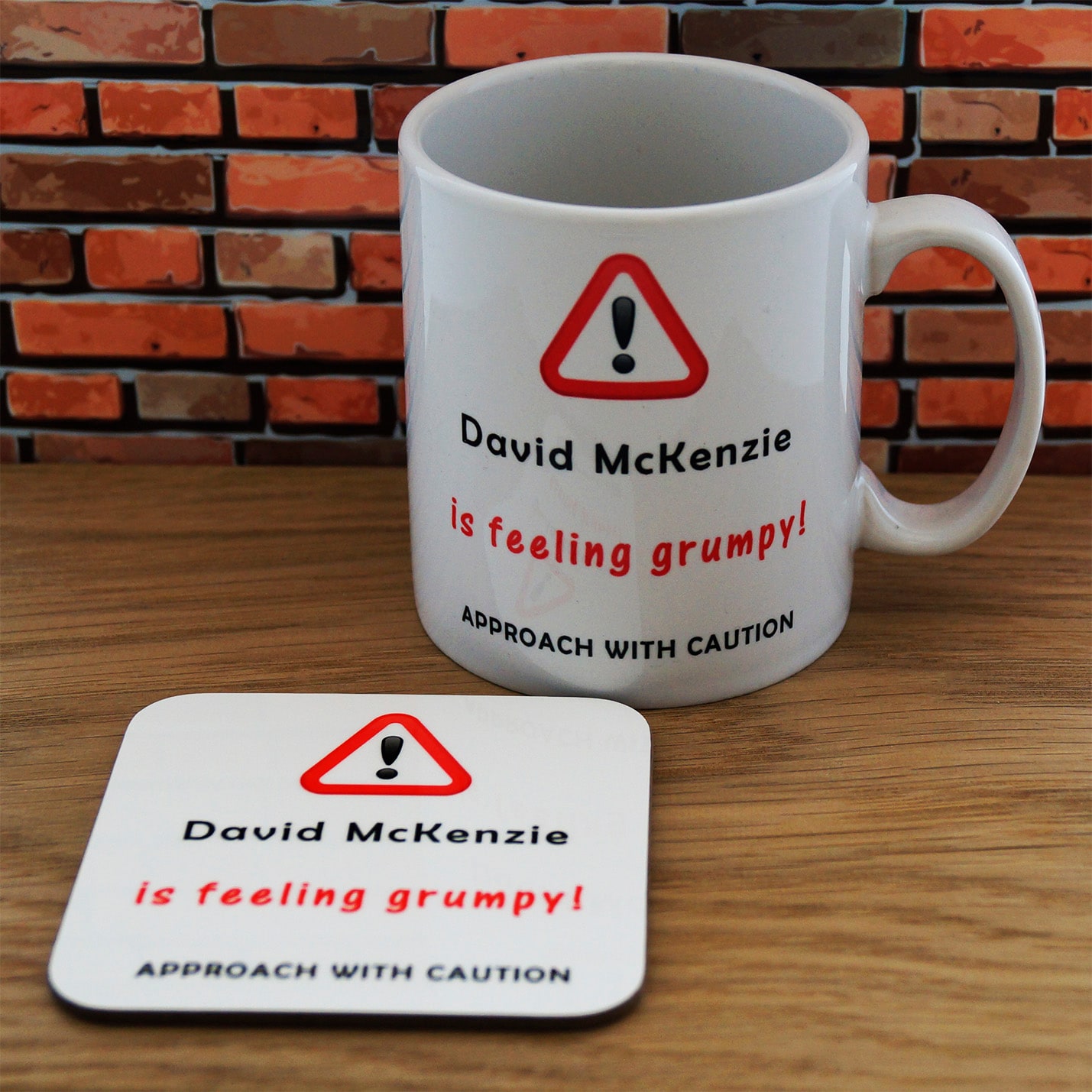 Uniqueful Personalised Feeling Grumpy Mus Coaster Set Birthday Gift for Friend in White