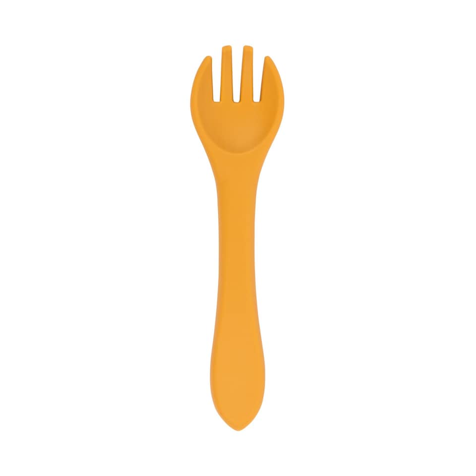 image 1 of Tiny Dining Silicone Weaning Fork - Ochre - Children's Baby Toddler Soft Curved Feeding Weaning Cutlery | Yellow | Ochre | 14 x 3.5 x 1.5 CM | 1