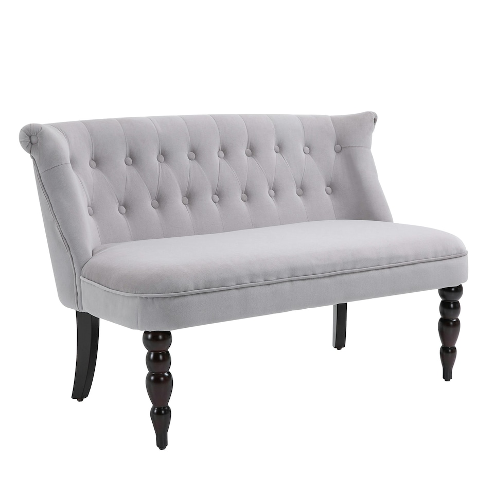 image 1 of HOMCOM Velvet-Feel French Inspired Two-Seat Lounge w/ Wood Frame