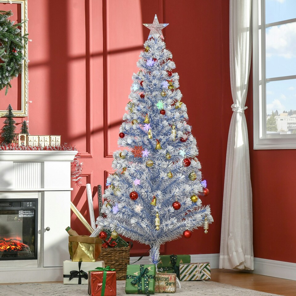 image 1 of HOMCOM Artificial Fibre Optic Christmas Tree Seasonal Decoration w/ 26 LED