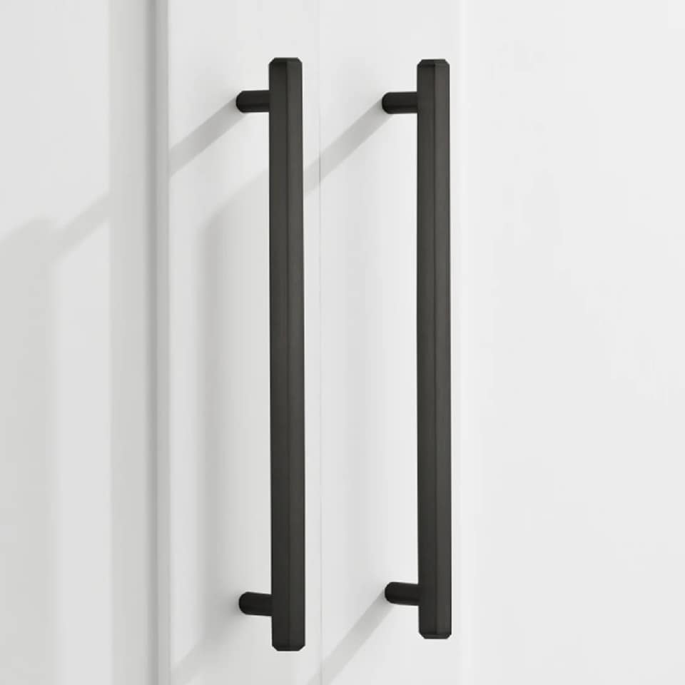image 1 of Pushka Home Solid Brass Hexagonal Bar Handle 384mm - Black