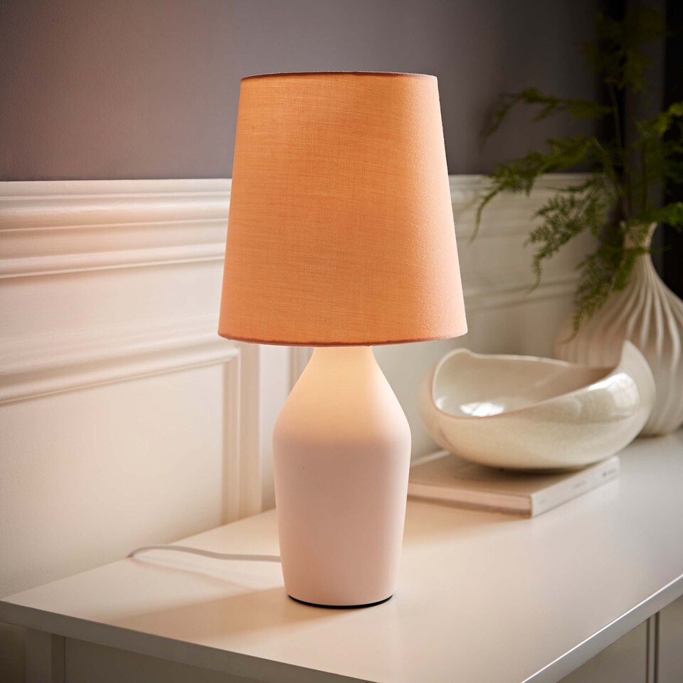 image 1 of ValueLights Arlo Pink Rose Ceramic Table Lamp with Rose Shade & Bulb | Pink