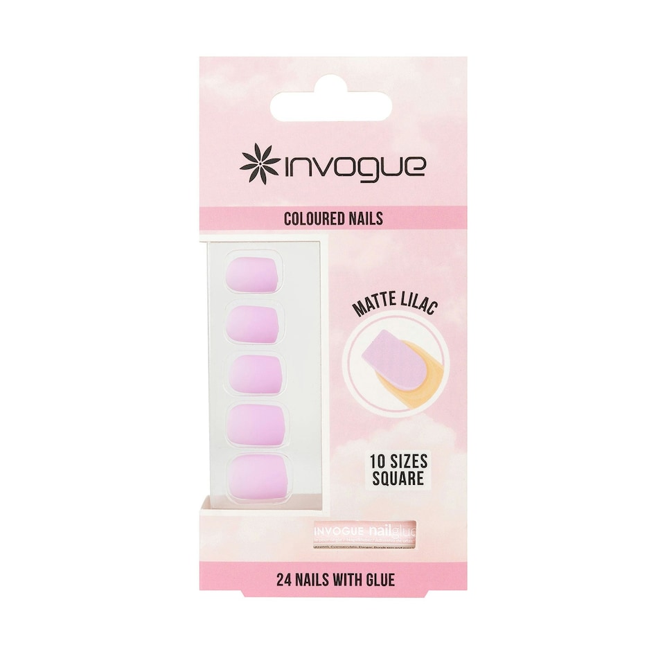 image 1 of Invogue Matte Lilac Square Nails (24 Pieces)