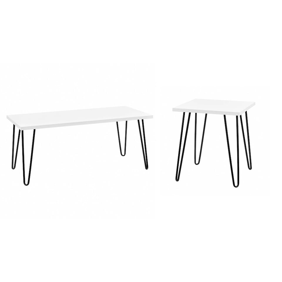 image 1 of Owen Retro End Table in White / Black Legs White | White