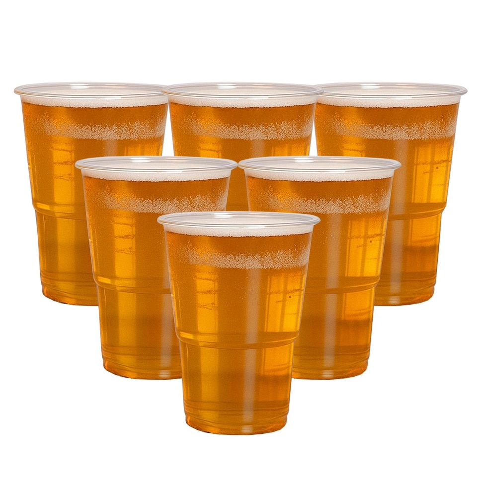 image 1 of ECONX 10oz Plastic Half Pint Cups Clear Reusable Beer Glasses For Pub Beach Parties 50pc