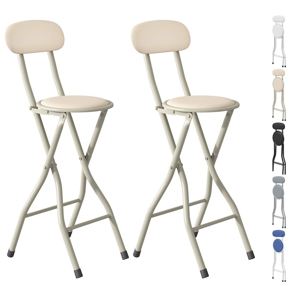 image 1 of MCC Direct Set of 2 Folding Breakfast Bar Stools Padded Kitchen Dining Chairs