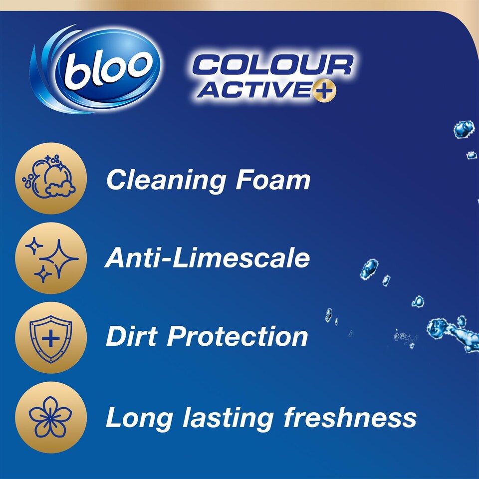 image 1 of Bloo Colour Active Fresh Flower Fragrance Odour Stop Toilet Rim Block, 50g, 6 packs | Multi | 6 Pack | 6