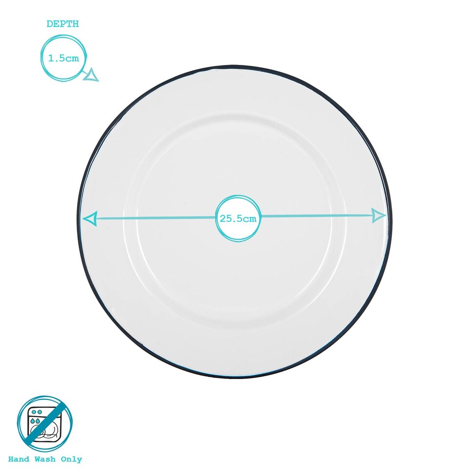 image 1 of Argon Tableware White Enamel Dinner Plates - 25.5cm - Navy - Pack of 6 | Blue | Navy