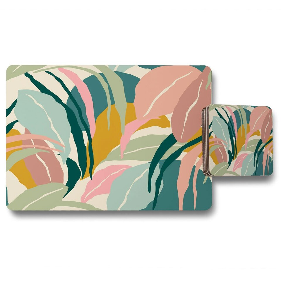 image 1 of artistic abstract leaves (Placemat & Coaster Set)