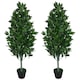 image 1 of Pair of 120cm (4ft) Artificial Topiary Bay Trees Pyramid Cones - Extra Large | Green | 4ft