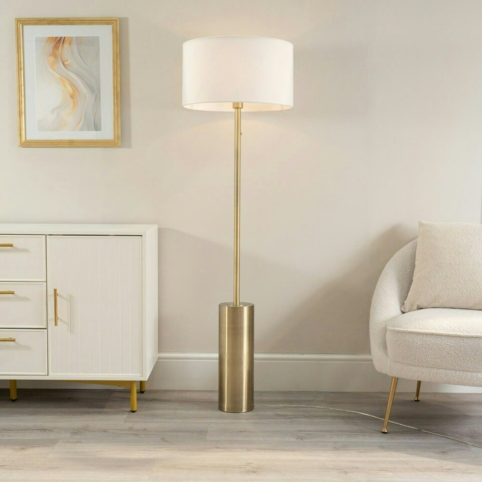 image 1 of ValueLights Lexy Brushed Chrome Single Stem Dimmable Freestanding Floor Lamp Base