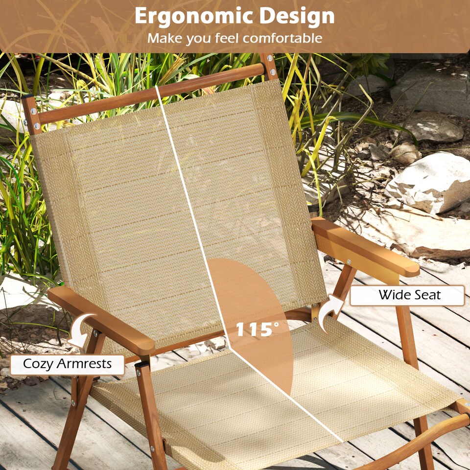 image 1 of COSTWAY Set of 2 Folding Camp Chairs Lightweight Beach Chairs | Multi
