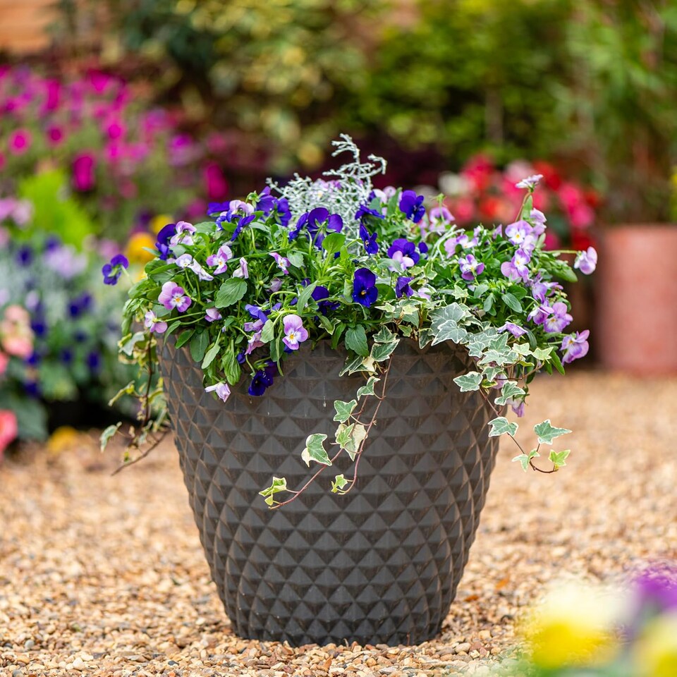 image 1 of Diamond Planter Slate Grey (D39.5 x H35cm) x 2 | Grey | 2