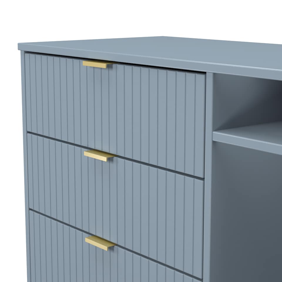 image 1 of Bexley 3 Drawer TV Unit in Denim Blue (Ready Assembled) | Blue | Denim Blue
