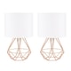image 1 of ValueLights Angus Pair Copper Metal Basket Cage Table Lamps White Shades