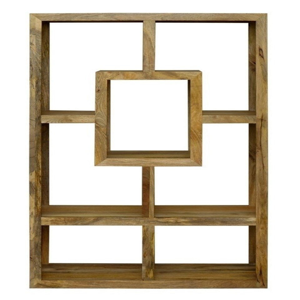 image 1 of Yoga Straight 100 cm Wide Mango Bookcase - Mango Wood - L35 x W100 x H175 cm - Mango Light Finish Brown
