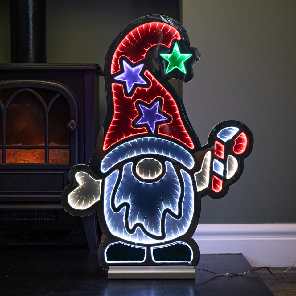 image 1 of 60cm Light up Christmas Gonk with Candy Cane Infinity Decoration with LEDs
