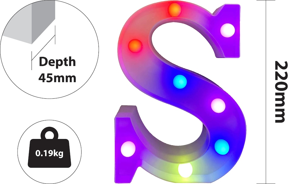 image 1 of Battery Operated RGB Letter   With Remote Control Letter S