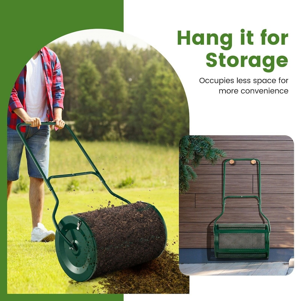 image 1 of COSTWAY 27 Inch Compost Spreader Peat Moss Spreader