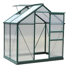 Outsunny 6x4ft Walk-In Polycarbonate Greenhouse Plant Grow Galvanized