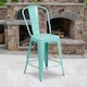 image 2 of Blake 24" Industrial Style Bar Stool Chair, Mint Green - Set of 4 - Modern Metal Counter Height Green