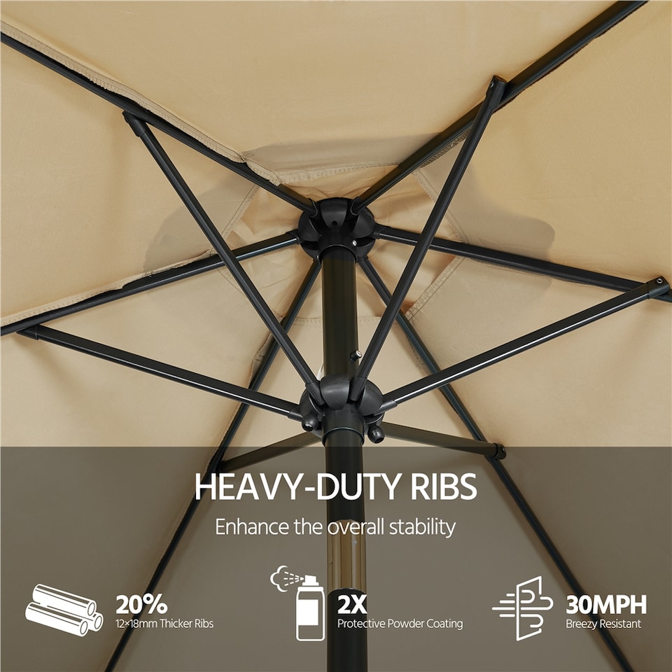 image 1 of Yaheetech 269 cm Patio Umbrella with Push Button Tilt and Crank-Tan