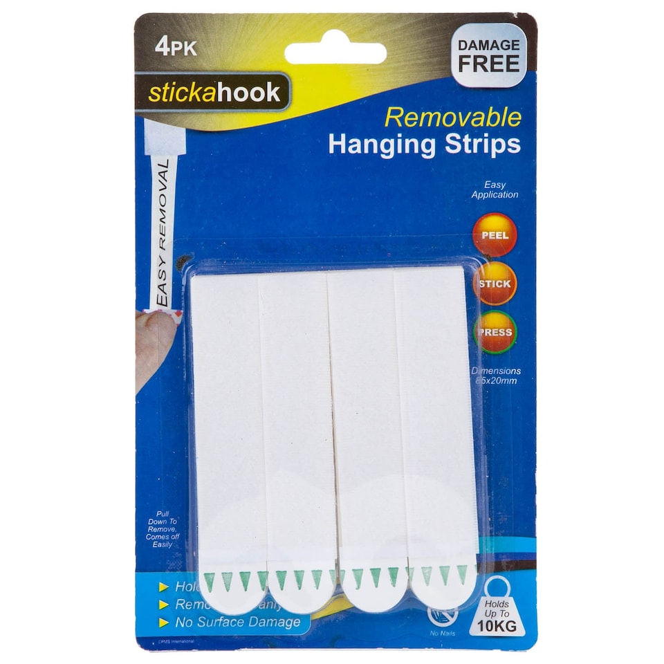 image 1 of VFM e-Store Removable Picture Hanging Hooks, Pack of 4 - Damage-Free Hanging Solution