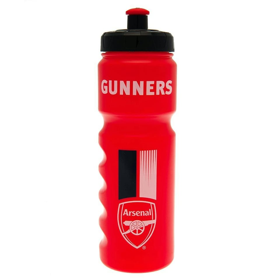 Arsenal FC Gunners Crest Plastic Water Bottle - Red/White/Black - One Size