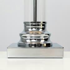 ValueLights Modern Clear Glass Column Design Touch Table Lamp With Pink Shade