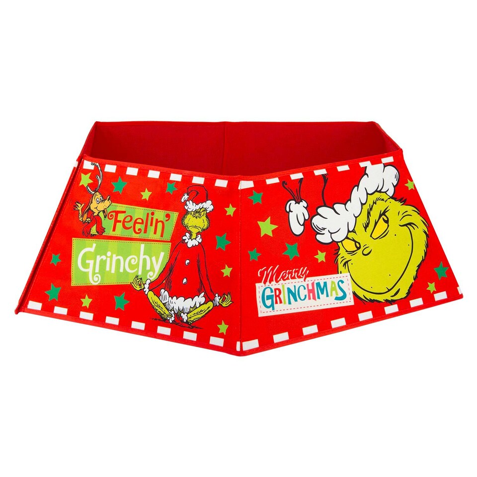 image 1 of PMS Grinch Christmas Tree Skirt Decoration 60cm x 80cm Red
