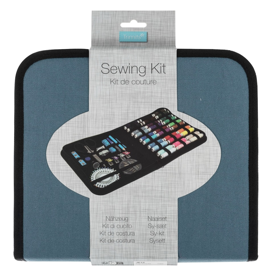 image 1 of Trimits Complete Sewing Kit - 22.5x20x3.5cm, Cotton Zip Case, Threads, Needles, Scissors & Accessories