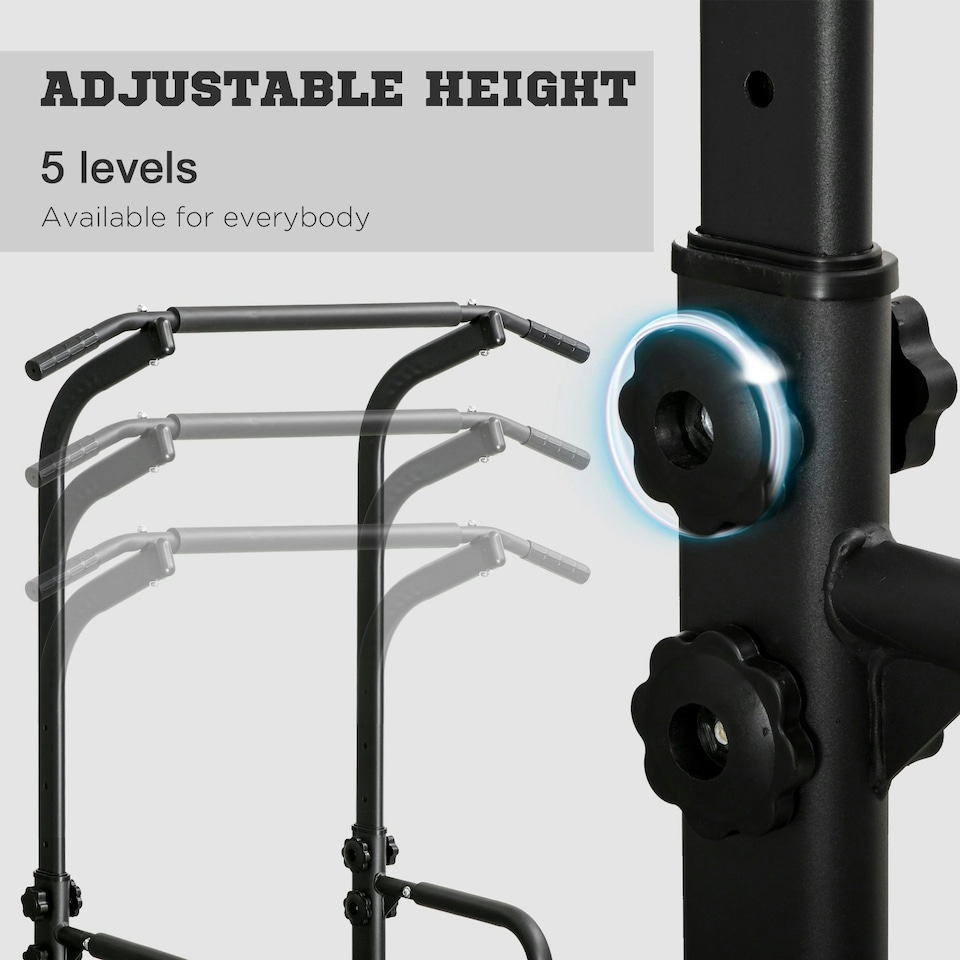 image 1 of HOMCOM Power Tower Multi-Function Pull Up Station w/ Adjustable Height for Gym