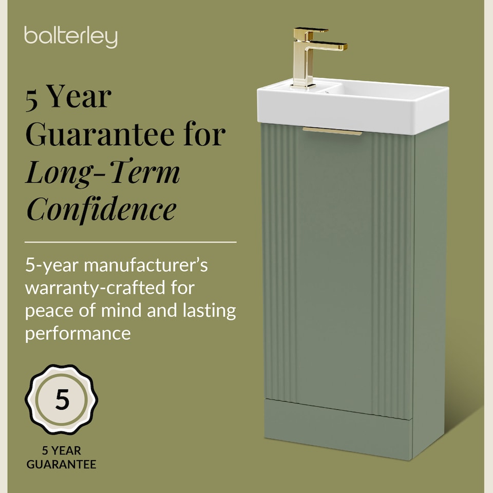 image 1 of Green 400mm Floor Standing Vanity Unit with Brushed Brass Handle | Green | Satin Green | 1