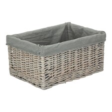 Extra Large Grey Wash Grey Cotton Lined Willow Storage Baskets | Brown | Grey | XL | 1