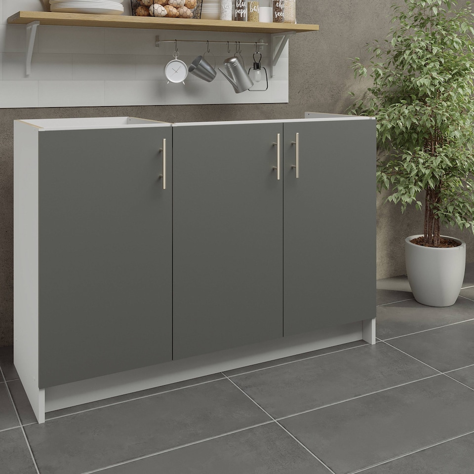 image 1 of JD Greta Kitchen Base Sink Unit 1200mm Cabinet With Doors 120cm - Grey Matt