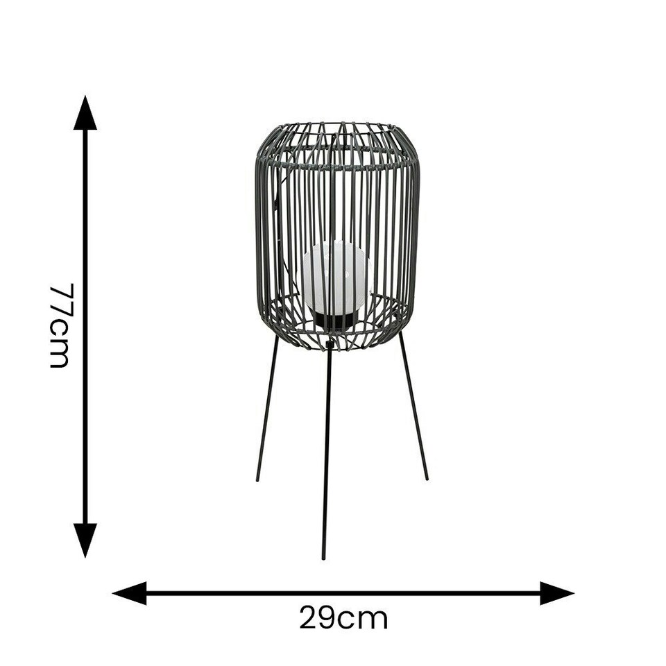 image 1 of ValueLights Solar Powered Outdoor Black Squat Tripod Floor Lamp with Globe Bulb