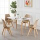 image 7 of Set of 4 Scandinavian Dining Chairs with Leather Cushions Solid Wood Legs Bronze | Vanilla