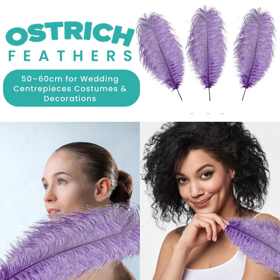 image 1 of 50cm - 60cm Large Ostrich Feathers, Showgirl Spadones - 5pcs