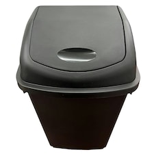 1 x 25L Black Home Kitchen Office Plastic Rubbish Bin With Swing Lid | Black