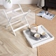 image 4 of Folding Butlers Side Table Portable Wooden Food Serving Tray | White