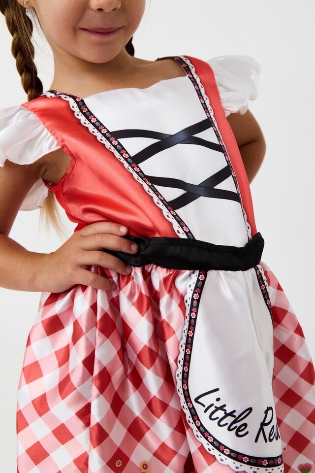 image 1 of Girls Little Red Riding Hood Costume with Cape, World Book Day, Birthday, Halloween, Xmas, Fancy Dress, Role Play Outfit, Ages 3-10 Years, Red | Red | Red | 4-6 years