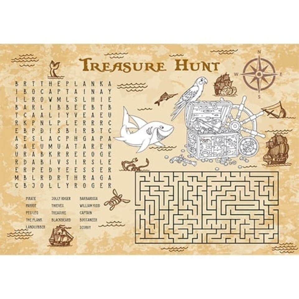 A4 Pirate Kids Activity Placemat Sheet