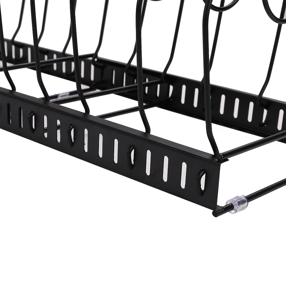 image 1 of Living and Home Expandable Pot Pan Lid Rack Pan Organiser with 10 Dividers | Black