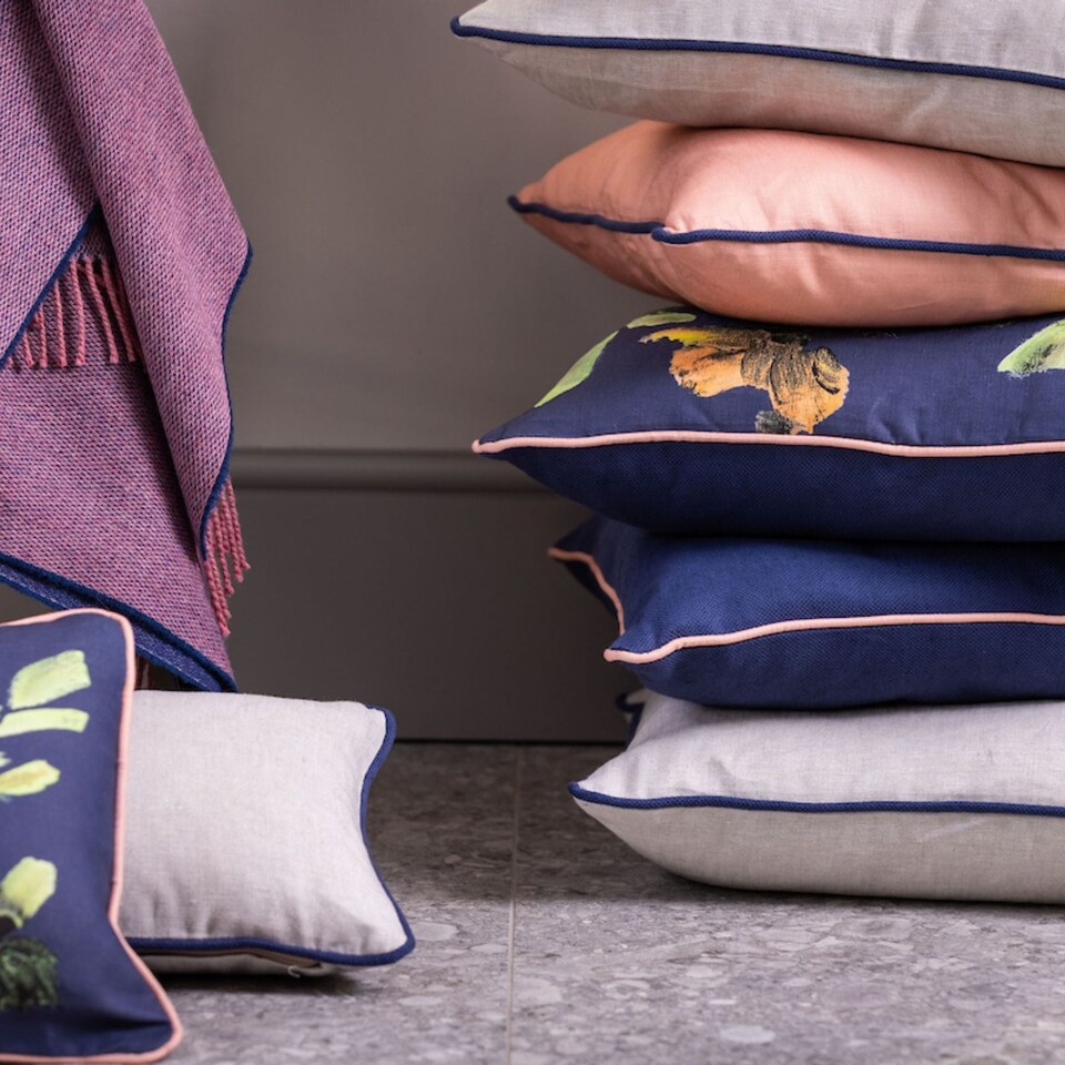 image 1 of Ulster Weavers Hillsborough Floral Cushion Cover LR Navy