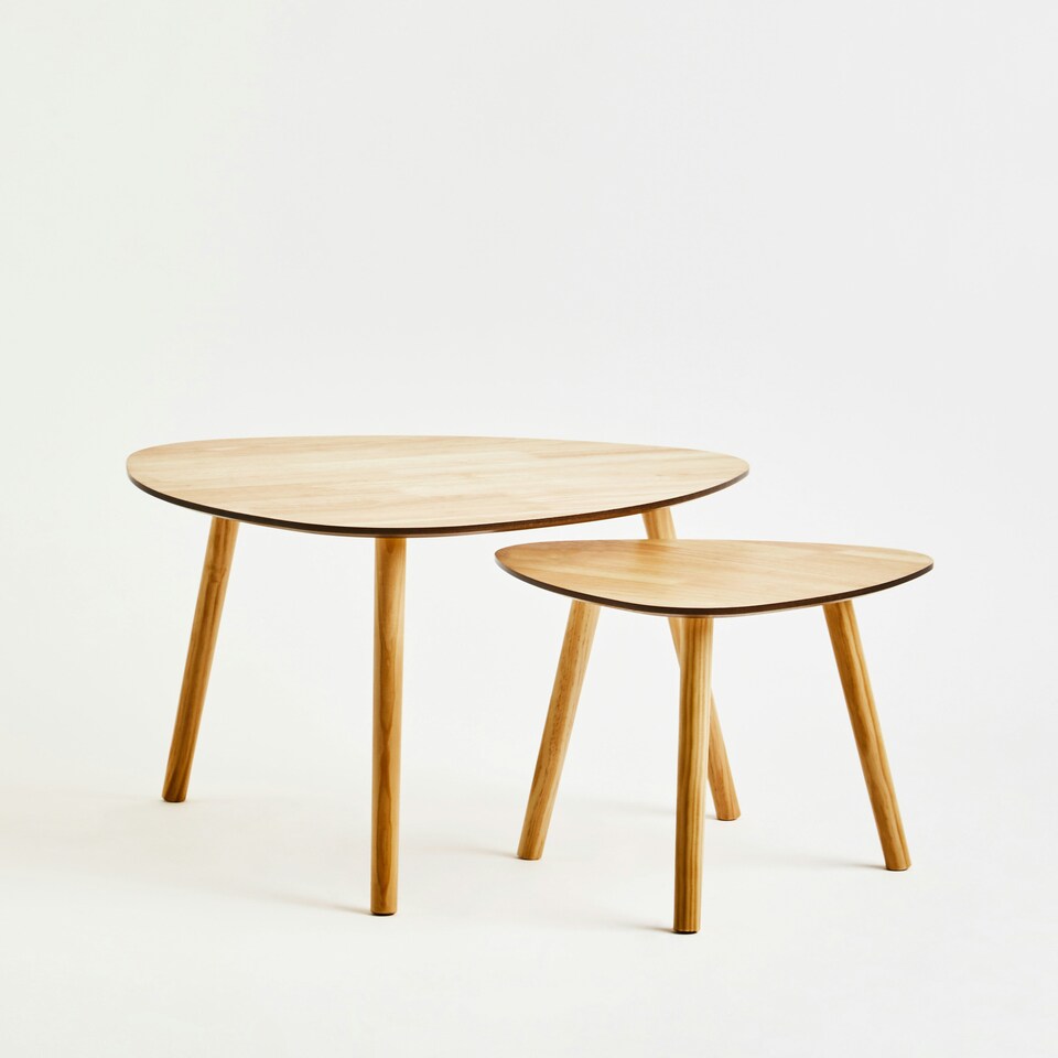 image 1 of Interiors by Premier Set of 2 Nesting Tables, Wood Nest of Tables with Three Legs, Sturdy Side Tables for Home, Living Room
