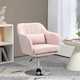 image 2 of HOMCOM Stylish Retro Linen Swivel Tub Chair Steel Frame  Pink